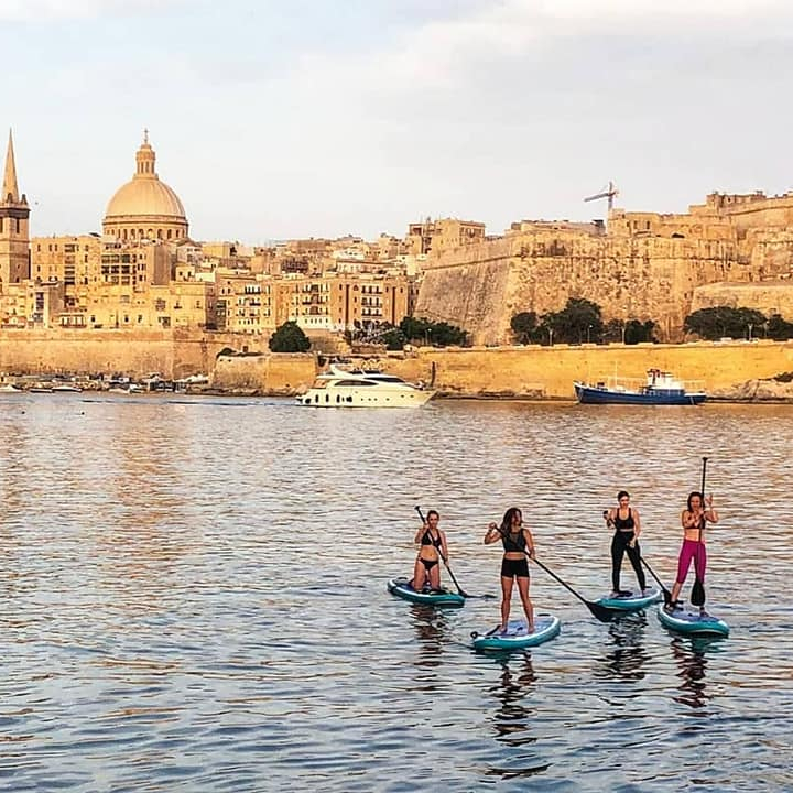 Stand Up Paddleboard (SUP) Yoga from Manoel island to Valetta